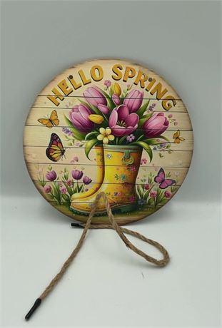 2 Pc Hello Spring Hanging Sign C36192