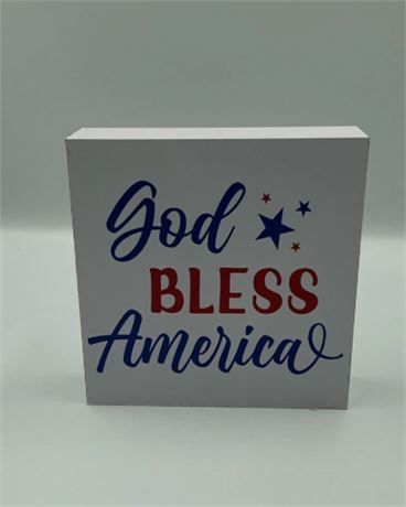 2 Pc God Bless America Desk Sign D61421
