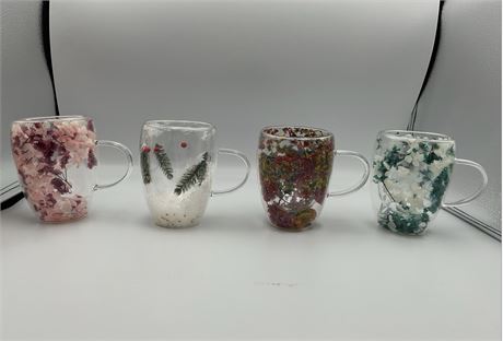 dry flower tea cup set of 4