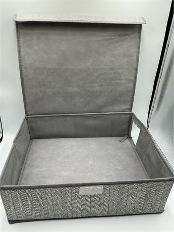 Foldable grey fabric storage box